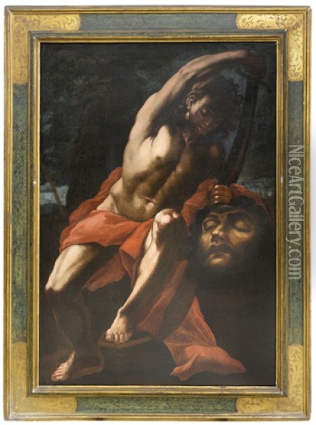 David Con La Testa Di Golia Oil Painting - Giovanni Antonio Burrini