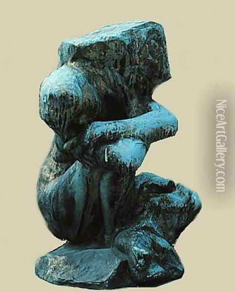 Fallen Caryatid Oil Painting - Auguste Rodin