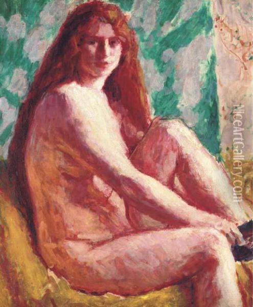 Seated Nude With Red Hair Oil Painting - Roderic O'Conor