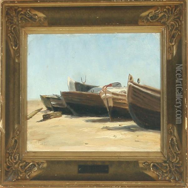 Boats On The Beach Oil Painting - Louise Bonfils