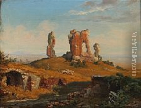 View Of The Roman Campagna Oil Painting - Thorald Laessoe