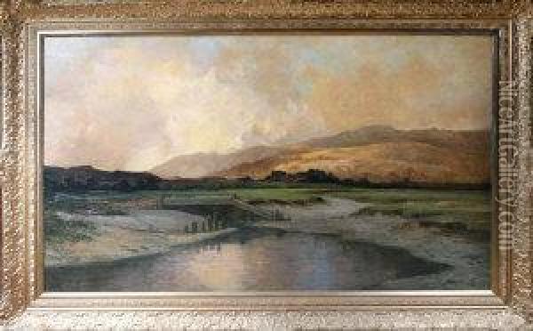 Arthog Marsh, Near Barmouth Oil Painting - Frank Thomas,francis Carter