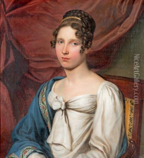 Portrait De Jeune Femme Dans Un Fauteuil Oil Painting - Francois van Dorne