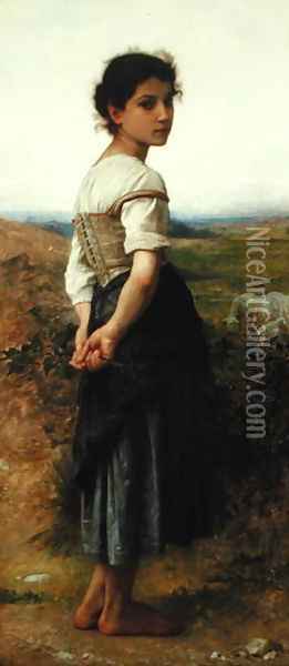 The Young Shepherdess, 1885 Oil Painting - William-Adolphe Bouguereau