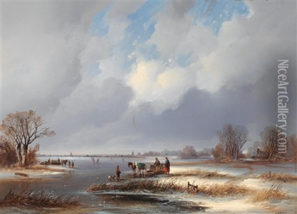 Winter Landscape Oil Painting - Josef Karl Berthold Puettner