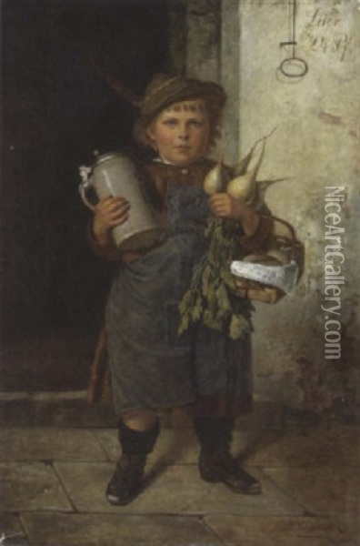 Junge Mit Bierseidel Und Rettich Oil Painting - Paul Felgentreff