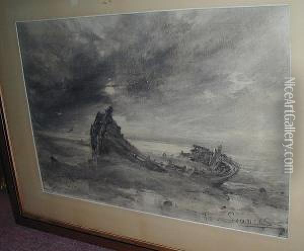 A Wreck In The Sands Oil Painting - George Sheffield