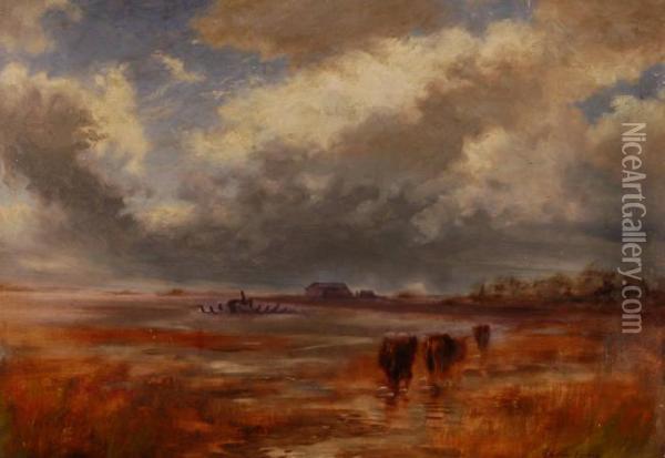Cattle By The Lakeside Oil Painting - John Colin Forbes