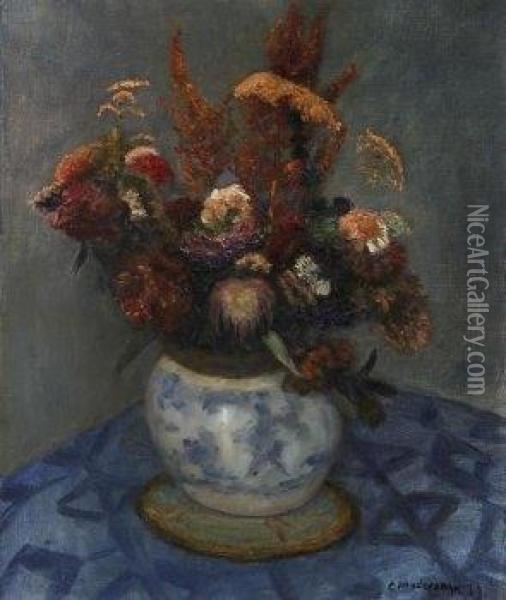 Fall Bouquet. 1939 Oil Painting - Otto Modersohn