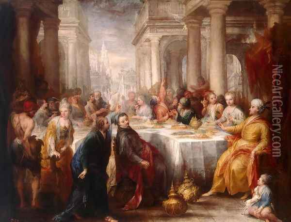 Feast of Belshazzar Oil Painting - Andrea Celesti