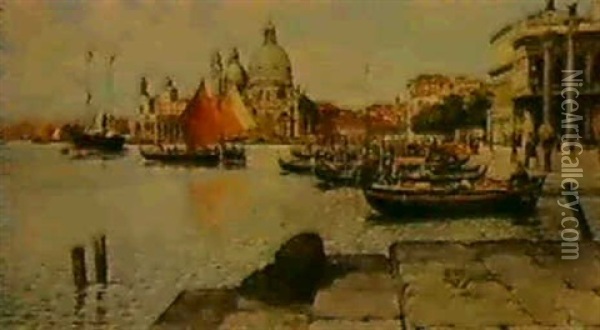 The Bacino With The Piazzetta And La Salute, Venice Oil Painting - George Sherwood Hunter