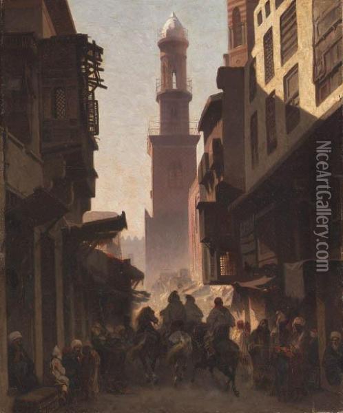 Via Del Cairo Oil Painting - Alberto Pasini