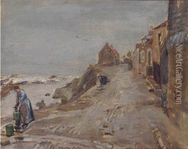 Wet Day, St. Monans Oil Painting - Alexander Roche