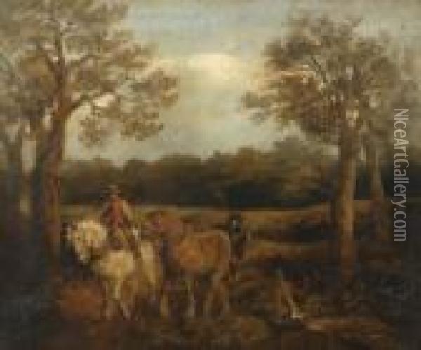 A Landscape With A Team Of Heavyhorses Oil Painting - Harden Sidney Melville