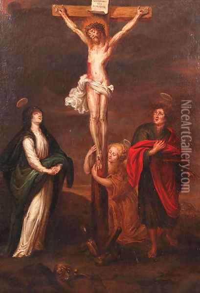 The Crucifixion Oil Painting - School Of Antwerp