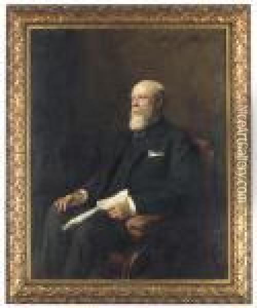 Portrait Of Robert Lewis, Seated, Three-quarter Length Oil Painting - Sir Hubert von Herkomer