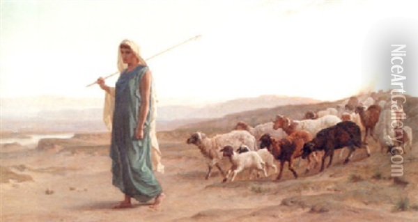 Rachel And Her Flock: And Behold, Rachel His Daughter Cometh With The Sheep Oil Painting - Frederick Goodall