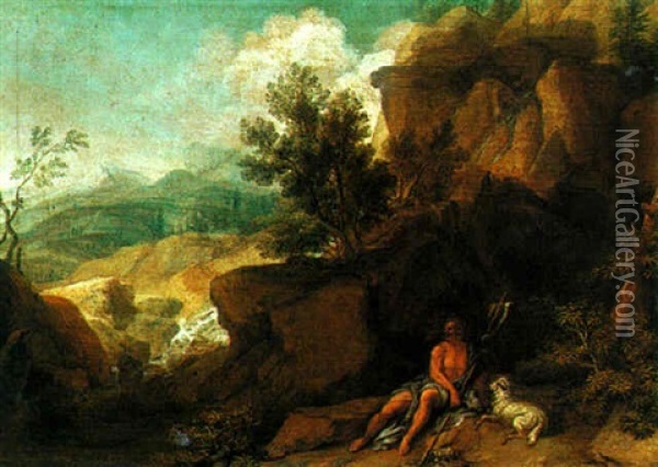Saint John The Baptist In The Wilderness Oil Painting - Joachim Franz Beich