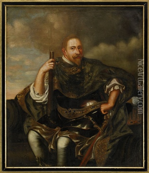 Portratt Av Kung Gustav Ii Adolf (1594-1632) Oil Painting - David Klocker Von Ehrenstrahl