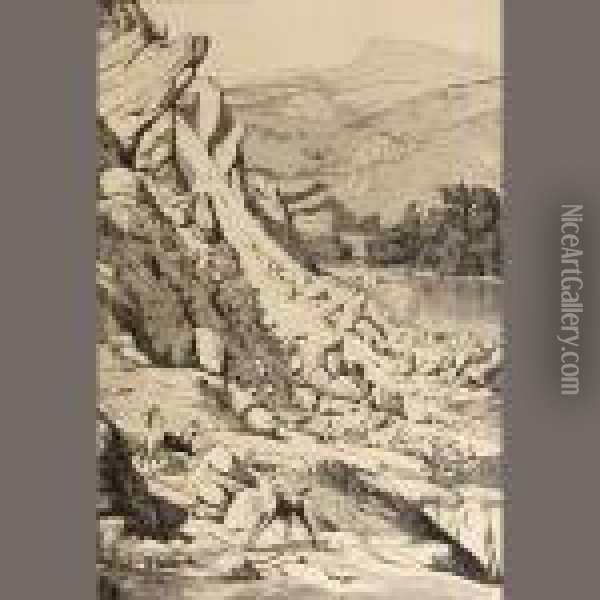 Landslide, Pl. Vi, From Intermezzos Oil Painting - Max Klinger