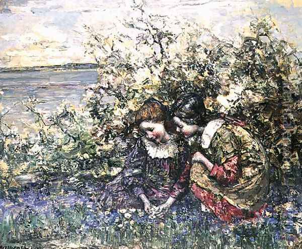 Bluebells and Primroses Oil Painting - Edward Atkinson Hornel