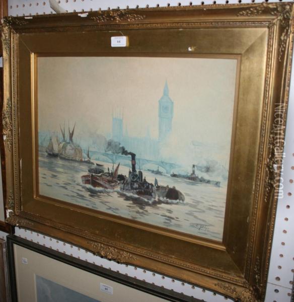 Views Of Sailing Boats Oil Painting - Edwin Fletcher