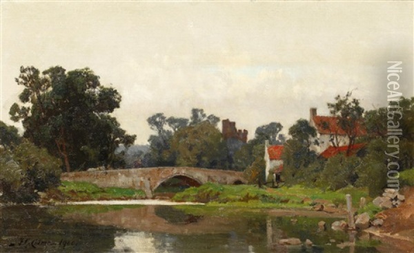 Helmsley Bridge Oil Painting - Frederick George Cotman