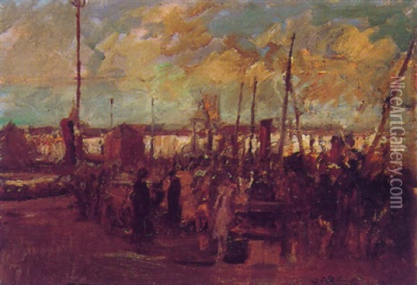 Le  Port De Dieppe Oil Painting - Jacques-Emile Blanche