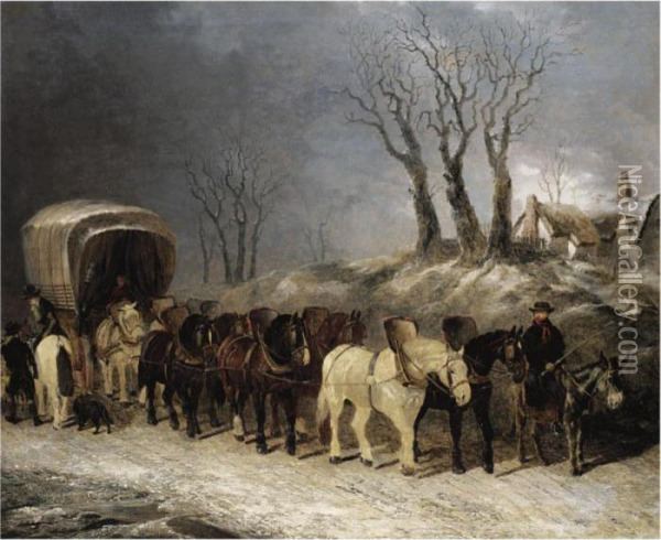 The London To York Carriage Oil Painting - John Frederick Herring Snr