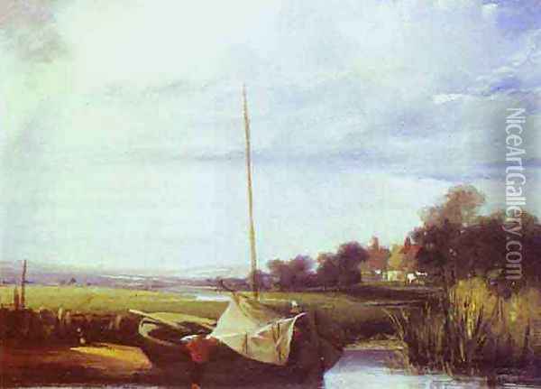 River Scene In France Oil Painting - Richard Parkes Bonington