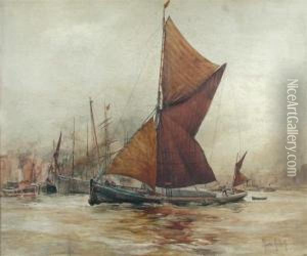 Shipping On The Medway Oil Painting - Maurice Randall