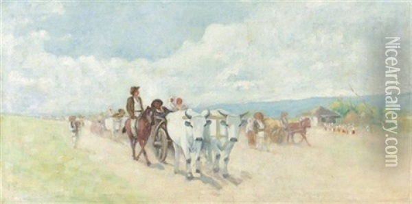 Bauerntreck In Weiter Sommerlicher Landschaft Oil Painting - Nicolae Grigorescu