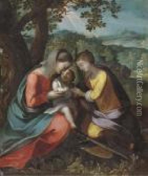 The Mystic Marriage Of Saint Catherine Of Alexandria Oil Painting - Correggio, (Antonio Allegri)