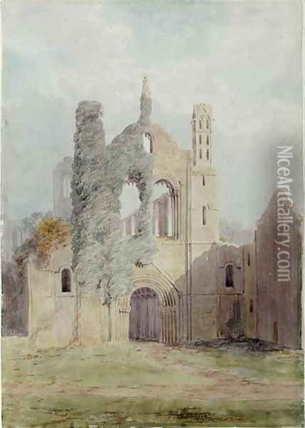 Kirkstall Abbey from the West Front Oil Painting - Joseph Rhodes