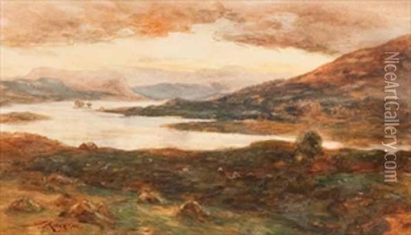 Sundown In The Highlands Oil Painting - James Scott Kinnear