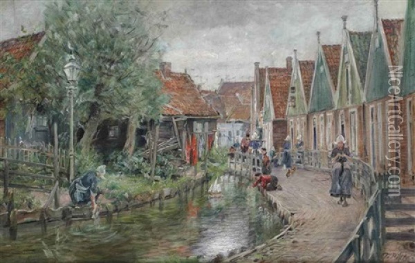 Daily Activities In Volendam Oil Painting - Otto Piltz
