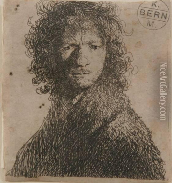 Self-portrait, Frowning: Bust Oil Painting - Rembrandt Van Rijn