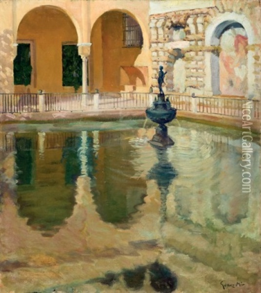 Patio Con Fuente Oil Painting - Eugenio Gomez Mir