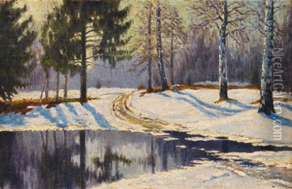 Early Spring Oil Painting - Mikhail Markianovich Germanshev