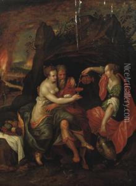 Lot And His Daughters Oil Painting - Jacob I De Backer