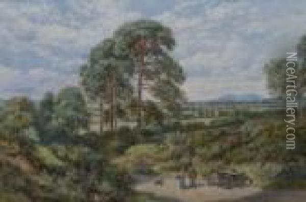 A Devonshire Lane Oil Painting - Charles Rowbotham