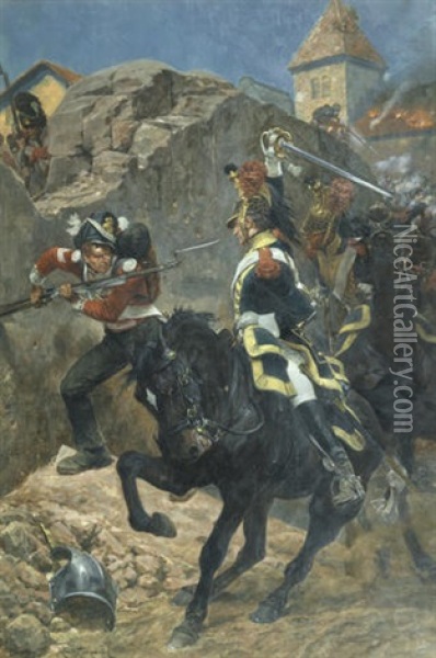 The Defence Of Hougoumont Oil Painting - Richard Caton Woodville Jr.