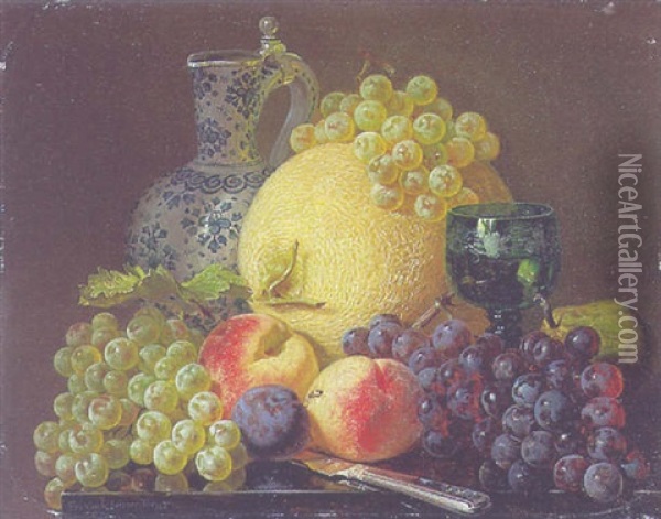 Fruchtestilleben Oil Painting - Friedrich Heimerdinger