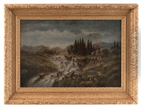 Waterfall In The Lienthal Oil Painting - Marcus Mote