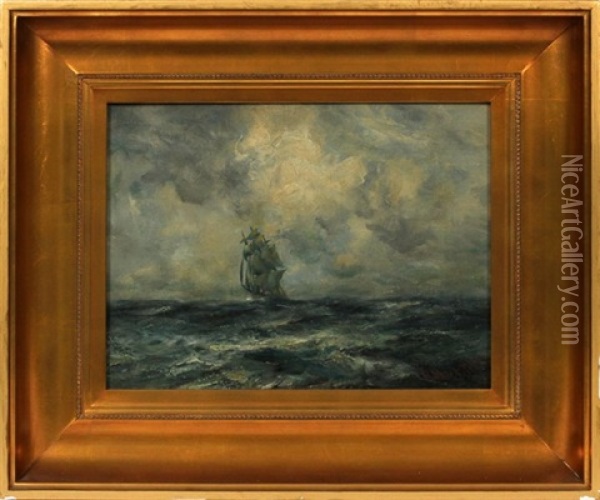Seascape With Sailing Ship Oil Painting - Robert B. Hopkin