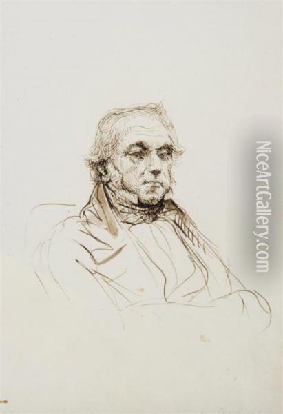 Portrait D'homme En Buste Oil Painting - Paul Delaroche