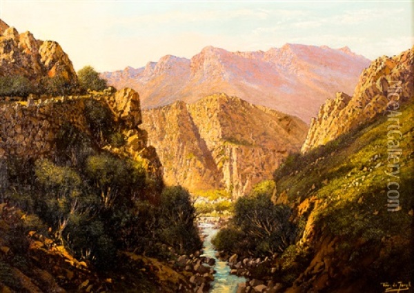 Mountainscape Oil Painting - Tinus de Jongh