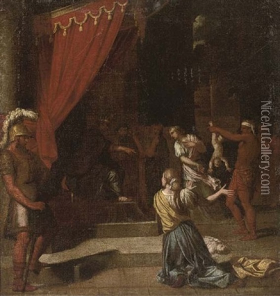 The Judgement Of Solomon Oil Painting - Louis de Boulogne the Elder