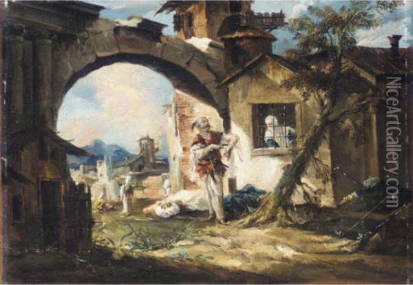 The Amorous Turk Oil Painting - Giovanni Antonio Guardi