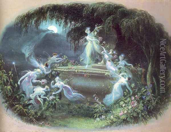 The Visit at Moonlight 1832 Oil Painting - Edmund Thomas Parris
